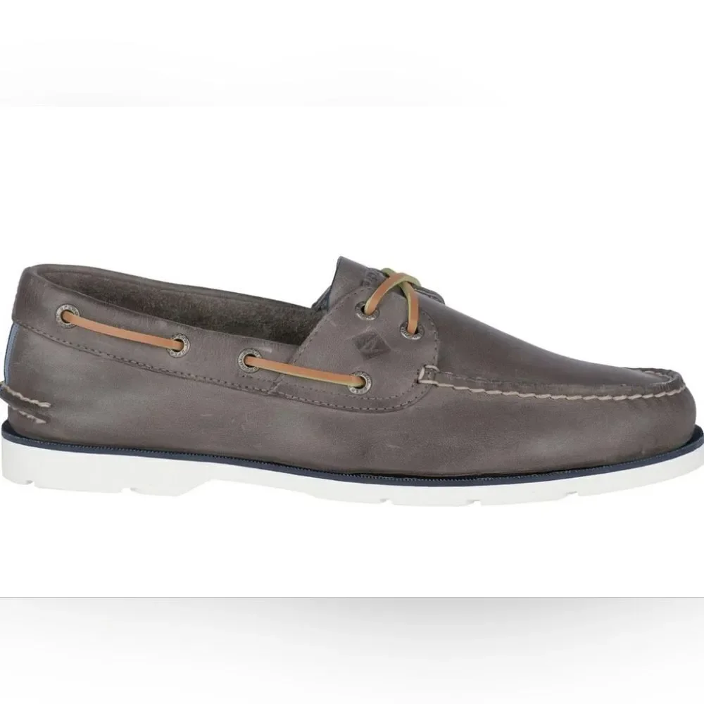 Sperry Men's Leeward Nautical Cross Lace Boat Shoe Size 8 in Grey NWT in packagi